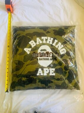 A BATHING APE BAPE Home ABC Camo Colleges Square Cushion Pillow Green NWT